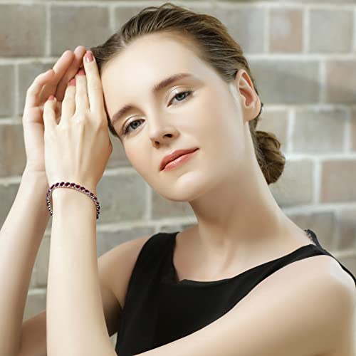 B. BRILLIANT Sterling Silver Created Ruby Marquise-cut Tennis Bracelet for Women Girls with Jewelry Gift Box - Image 3