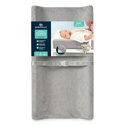 Image of Serta Perfect Sleeper Contoured Changing Pad with Plush Cover, Grey