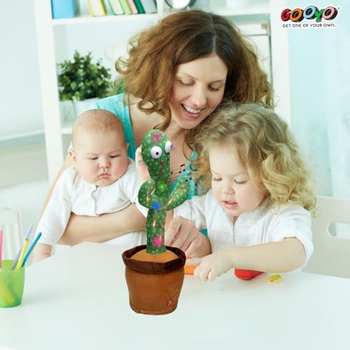 Image of Gooyo GY-7791 Dancing Cactus Toy | Singing, Recording & Flash Light Effect Cactus Toy for Kids /Babies /Toddlers | Green Color, Power Source: Lithium-Ion Rechargeable Battery (Included)
