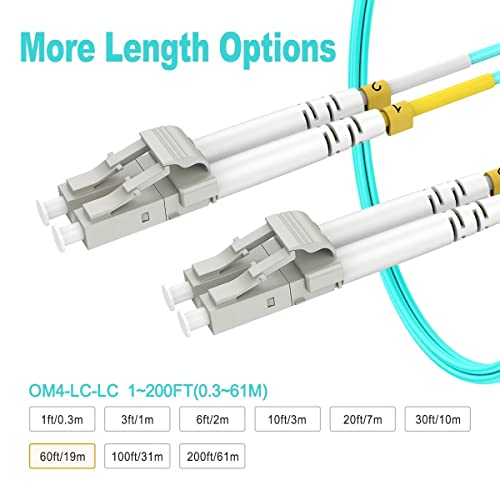 60ft(19m) OM4 LC LC Fiber Patch Cables MMF Multimode, Options 1ft~200ft, Fiber Optic Cable Duplex, 50/125μm 40G/100G LSZH OD 2.0mm - Image 3