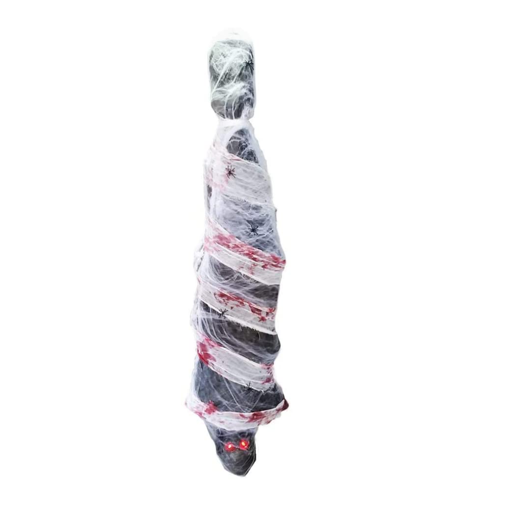 CNAFGBGG Halloween Decorations 72" Hanging Spooky Scary Creepy Mummy Decoration with LED Glowing Eyes and Voice Activated forr Haunted House, Yard, Ceiling..