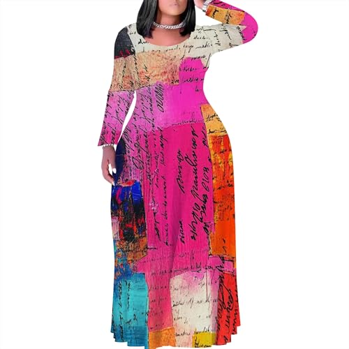 Image of PinkPatty Women's Plus Size Long Sleeve Maxi Dresses T Shirt Boho Fall Dress with Pockets