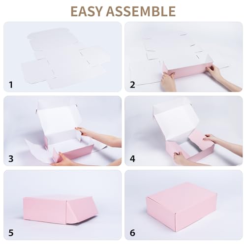 Image of RLAVBL 12x9x4 Shipping Boxes Set of 20, Pink Corrugated Cardboard Box for Packing, Mailing, Business, Gift