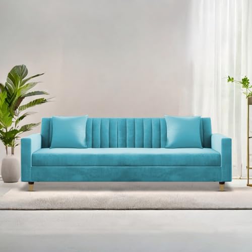 Image of Casaliving Garcia 3 Seater Sofa Set for Living Room (Turquise Colour) Premium Fabric Sofa