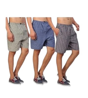 Men's Super Combed Mercerized Cotton Woven Checkered Boxer Shorts with Back Pocket Rich Boxer Multicolor-image-16