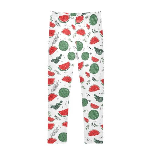 Girls' Athletic Leggings Ankle Length Yoga Dance Pants Kids Teen 4T Watermelon