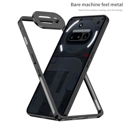 Image of for Nothing Phone (3a) Bumper Cases Metal Frame Heat Dissipation Cover with Lens Protector - Black