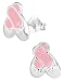 .925 Sterling Silver Hypoallergenic Pink Ballet Slippers Stud Earrings for Girls (Nickel Free)