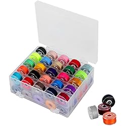 HERCHR 50 Piezas Colores Surtidos Hilos in Poliéster para Máquina de Coser con Caja Transparente Plastico, Doble Capa, Hilo de Bobina de la Máquina de Coser, Bobinas y Hilo de Coser