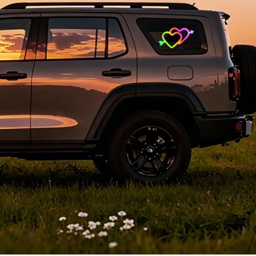 Luz LED para coche con panel solar y sensor en forma de corazón para ventana de SUV 2
