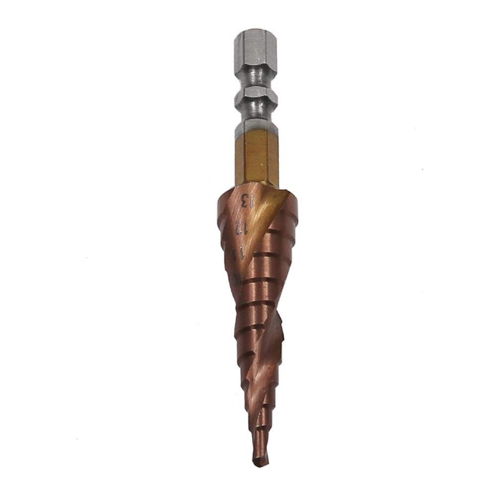 Juego de brocas escalonadas estriadas en espiral, Broca de escalera de cobalto con vástago hexagonal, abridor de agujeros de metal de acero inoxidable, broca pagoda de doble filo