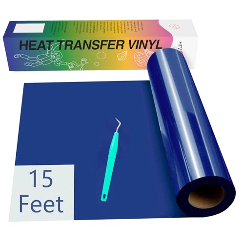 Image of HTVRONT Heat Transfer Vinyl Blue HTV Vinyl Rolls - 12 inch x 15ft Blue Iron on Vinyl for All Cutting Machines, Royal Blue HTV Vinyl for Shirts - Easy to Cut & Weed for Heat Vinyl Design (Royal Blue)