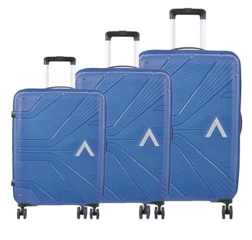 VIP Aristocrat Trolley Bag Set, 55/65/75 cm, Hardside PP Shell, Dual Wheels, Multi-Stage System, 10-Number Zipper, 3-Year Warranty (Navy Blue, Set of 3) (Ocean Blue)