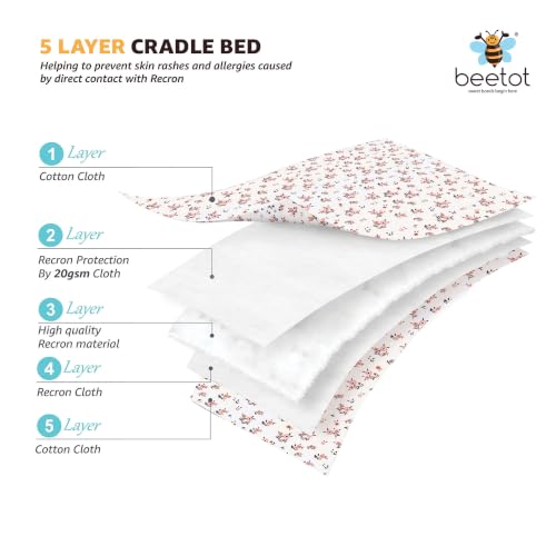 Image of Premium Cradle Set | Cradle Cloth, Padded Bed, Mosquito Net, Heavy-Duty Spring & Triangle Hanger | Hanging Set - Emily Peach