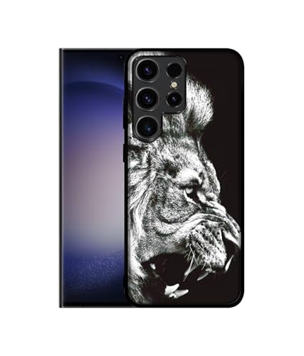 Image of Angry Lion Design Premium 2D Printed Metal Back Case Cover for Samsung Galaxy S23 Ultra 5G