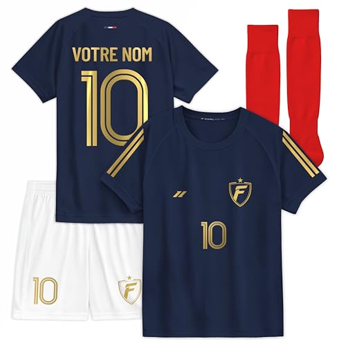 ZUMEL Ensemble de Football Enfant Personnalisé Style Français Maillot Short Chaussettes Prénom Numéro