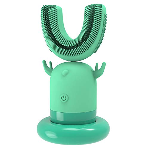 U-Förmig Zahnbürste Sonic Nachladbare Elektrische Zahnbürste Automatischer 360-Grad-Zahnbürste Ultraschall-Weicher Silikon-Elektro,Grün