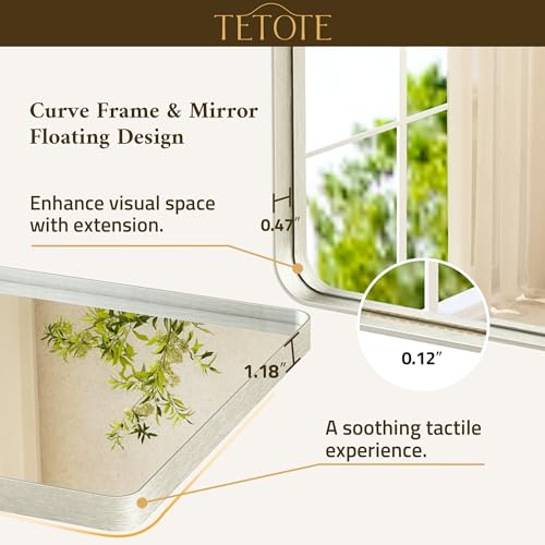 Image of TETOTE Brushed Nickel Mirror 28 x 36 Brushed Nickel Metal Framed Bathroom Mirror, Tempered Glass, Modern Farmhouse Wall Mounted Mirror for Decorative(Horizontal /Vertical)