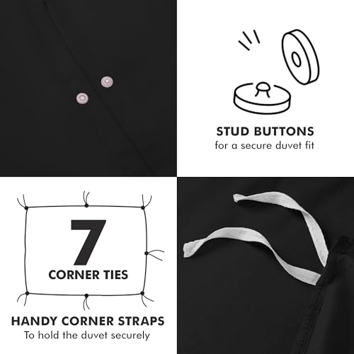 Novo Home Bedding Set Double with Fitted Sheet, Duvet Cover & 2 Pillowcases – Black Microfibre 4 Piece Bed Set | Soft, Durable & Easy Care Double Bedding for All Season Comfort in Modern Bedroom - Image 3