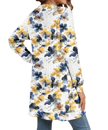 Image of YSYOKOW Cardigan Sweaters for Women Long Sleeve Open Front with Pockets | Long Cardigans for Women Lightweight Soft Casual Dressy Loose Fit Cardigan Sweater with Pockets for Work and Office