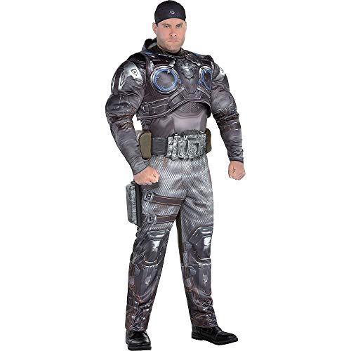 Party City Marcus Fenix Halloween Muscle Costume for Men, Gears of War, Plus Size, with Accessories