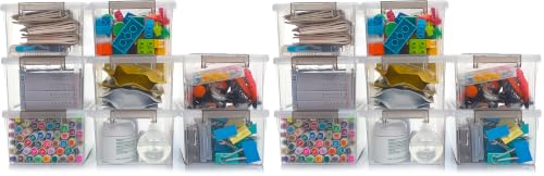 Image of 8Packs 3.2Qt Small Clear Storage Bins with Lids, Plastic (Pack of 2)