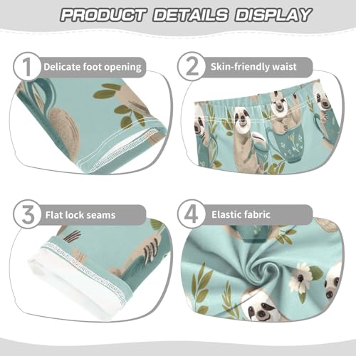 Bolaz Toddler Girls Leggings Printed Yoga Pants Leggings Green Cup Sloth for Kids3