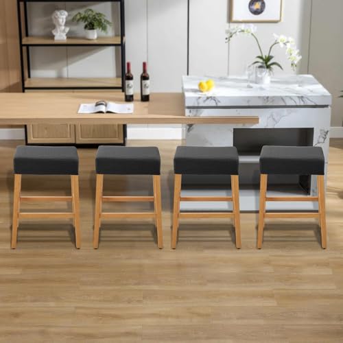 Image of YISUN Stool Covers Rectangle - 4 Pack Stretch Waterproof Saddle Seat Cover Counter Bar Stools Bar Chairs Covers Kitchen Island Chairs Cushion Protector