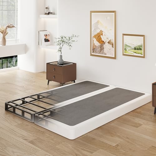 Lutown-Teen 4 Inch Split Queen Box Spring, Heavy Duty Metal Box Spring for Queen Bed Mattress Foundation with Fabric Cover, Easy Assembly, Noise Free