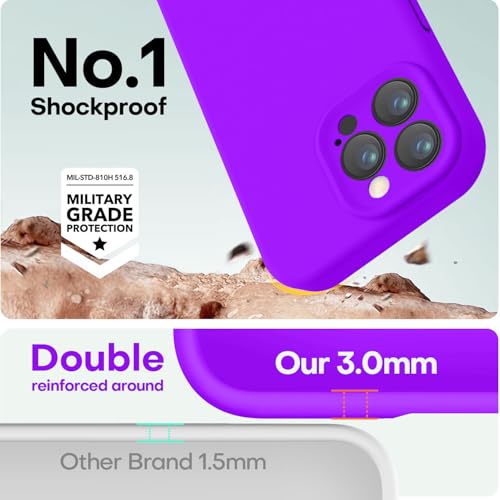 Image of LOVE 3000 Designed for iPhone 16 Pro Case, Premium Silicone with [Soft Anti-Scratch Microfiber Lining] Shockproof Protective Phone Case for Men Women Girls 6.3 inch, Neon Purple