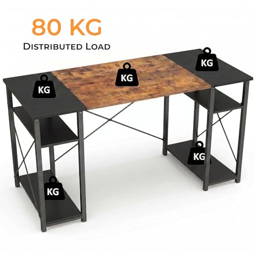 Image of Klaxon Engineered Wood Iron Study Table with Drawer, Multi-Usage Laptop Desk & Home Office (Printo-FD, DIY Installation) (Forest Dark & Black, Elite)