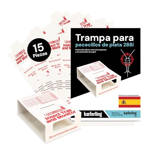Catchmaster 288i 15x trampas pececillo de Plata - 100% Libres de Veneno - Trampa lepismas con Adhesivo Fuerte - para hogares con niños y Mascotas para el Control de plagas - 5 Hojas con 3 trampas c/u