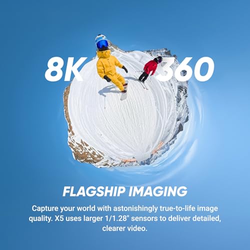 Image of Insta360 X5 Ski Bundle - Waterproof 8K 360 Camera, Invisible Selfie Stick Effect, Leading Low Light, Rugged & Replaceable Lens, 3-Hour Battery, Clear Audio, Stabilization