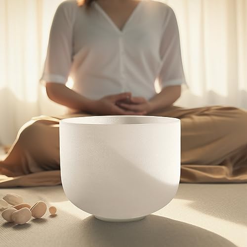 Topfund F NOTE SINGING BOWL HEART CHAKRA 8\" F Note Quartz Crystal Singing Bowl 8 Inch Heart Chakra Meditation Sound Healing thumb #1