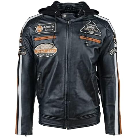 Chaqueta de Moto Hombre en Cuero 58 Gents con Protecciones Removibles Cover