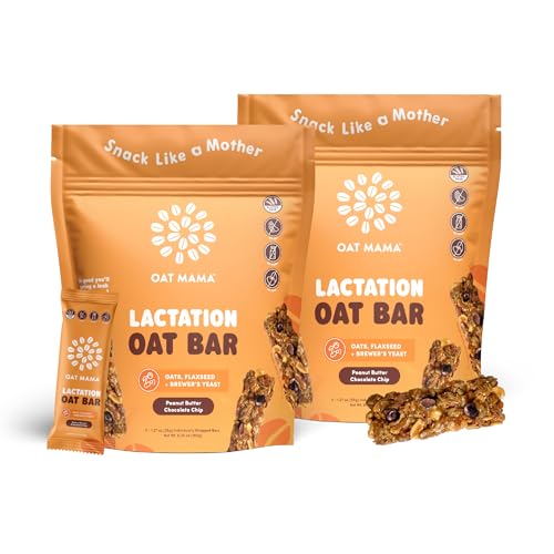 Oat Mama Peanut Butter Chocolate Chip Lactation Bars | Essential Breastfeeding Snacks with Oats,...
