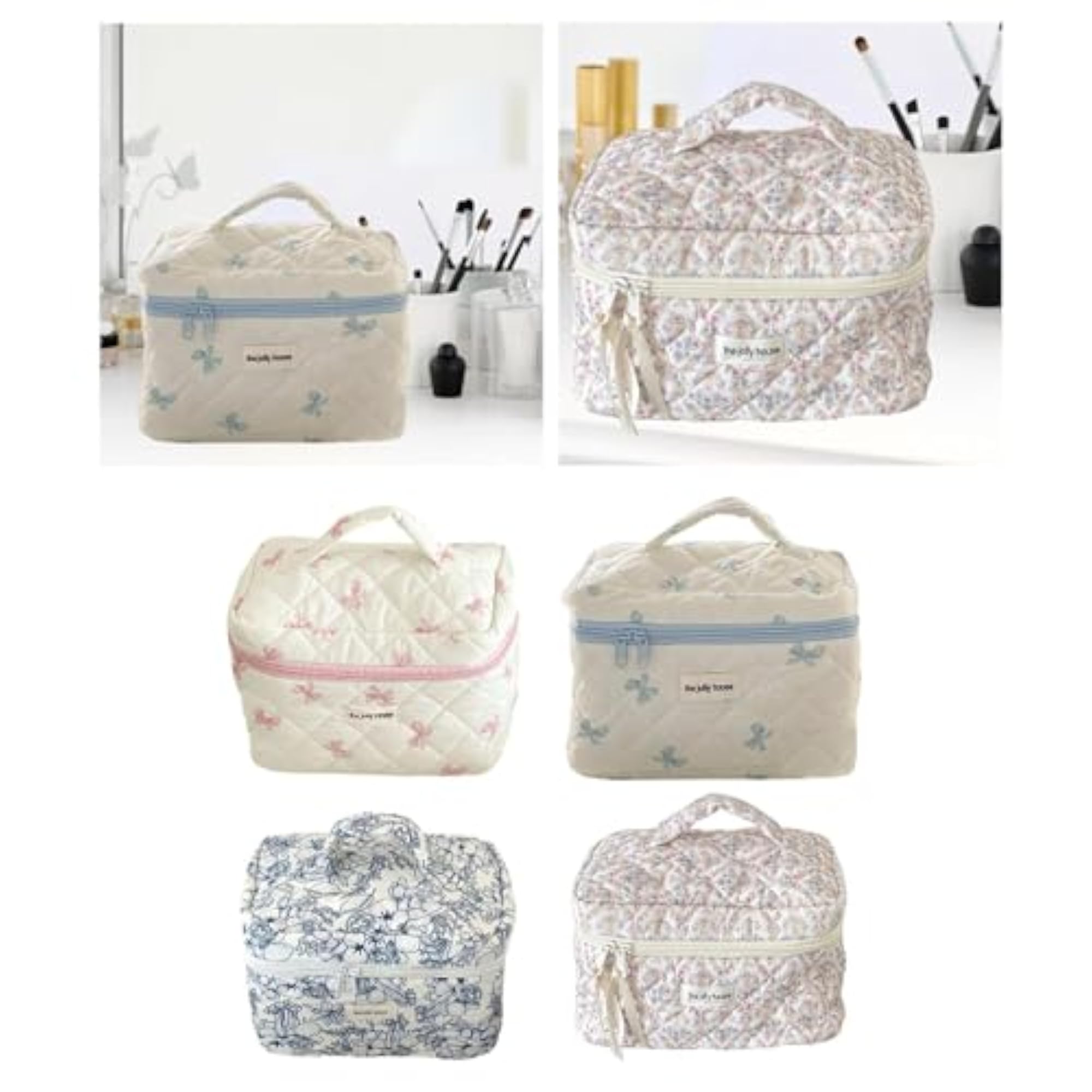 Trendy Floral Makeup Bag Cosmetic Case for Ladies, Pink