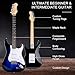 Besyou 39 Inches Full Size Electric Guitar Beginner Electric Guitar Kits with 10W Amp Classic SSS Pickup Complete with Gig Bag Tuner Capo Strap Picks Guitar String Winders Blue