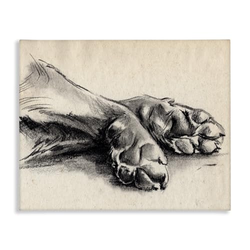 Stupell Industries 'Dog Paw Charcoal Design', Canvas Art, 20 x 16 Inches, Easy to Hang and Sturdy, Made in USA, by Jennifer Paxton Parker