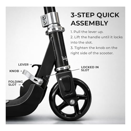 Image of Lifelong Kids Electric Scooter for 6-12 Years Age | with Rechargeable Battery, Adjustable Handle Height & Foldable Design | Safe Kids Scooter with Anti-Slip Deck (Black)