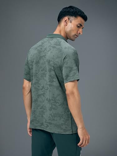 Image of TECHNOSPORT Men's Slim Fit Printed Half Sleeve Polo T-Shirt with Matpiq for Casual & Regular Use