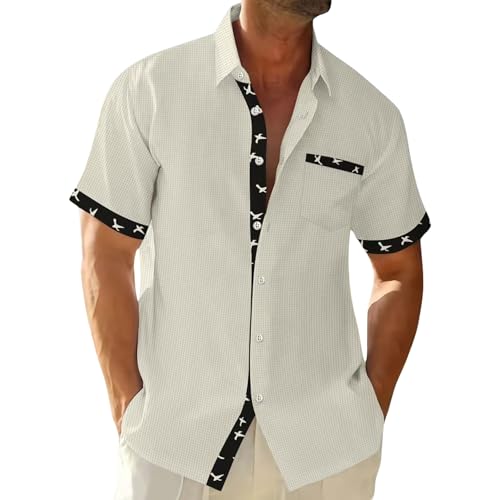 PORCLAY Men's Polo Shirt Summer Waffle Short Sleeve Blouses Button Down Beach Tops Textured Golf Shirts with Pocket