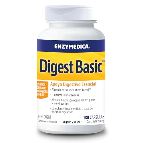 Enzymedica, Digest Basic, Fórmula Enzimática, Reduce los Gases, Mejora la Absorción de Nutrientes, Sin Gluten, Sin lácteos, 180 Cápsulas