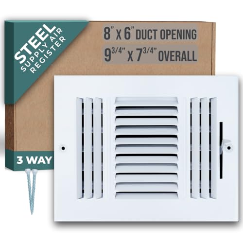 Fits 8x6 Duct Opening 3 Way Steel Air Supply Diffuser ...