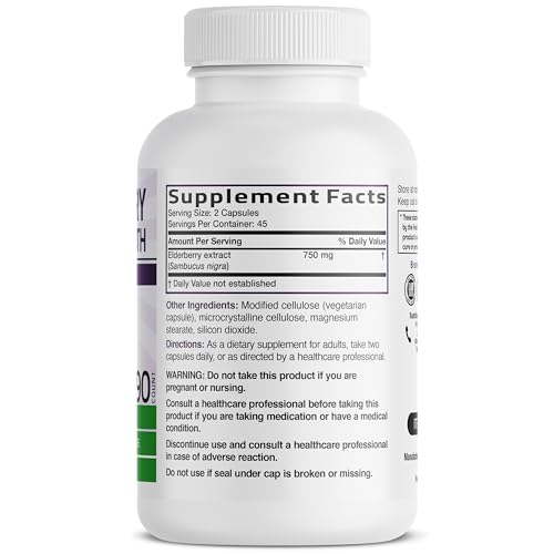 Bronson Elderberry Extra Strength, Supports Healthy Immune System & Antioxidant Protection, Non GMO, 90 Vegetarian Capsules