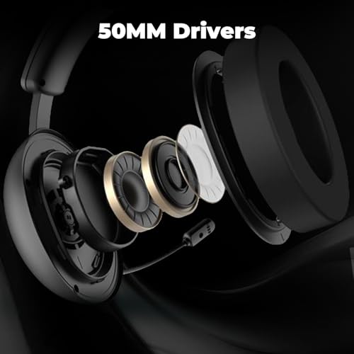 Image of EvoFox Hyperion 7.1 Gaming Headphones with Mic - Black, 50mm Drivers, Software Supported 7.1 Surround Sound, Retractable Mic, Wired (USB A + Type-C), Inline Controls, Over-Ear Swappable Ear Pads