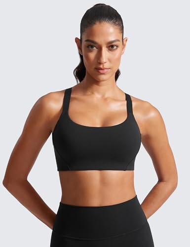 CRZ YOGA Butterlift Womens Racerback Padded Sports Bras - Medium Impact Scoop Neck Adjustable Straps Gym Workout Top2