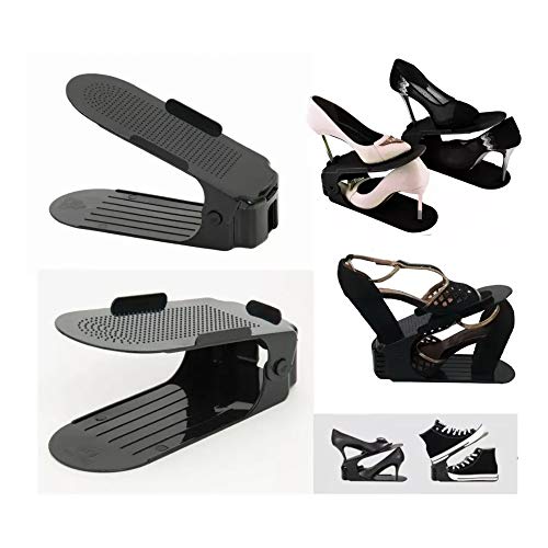 Kit 10 Organizadores de sapato, saltos e tênis com regulagem de altura - Preto