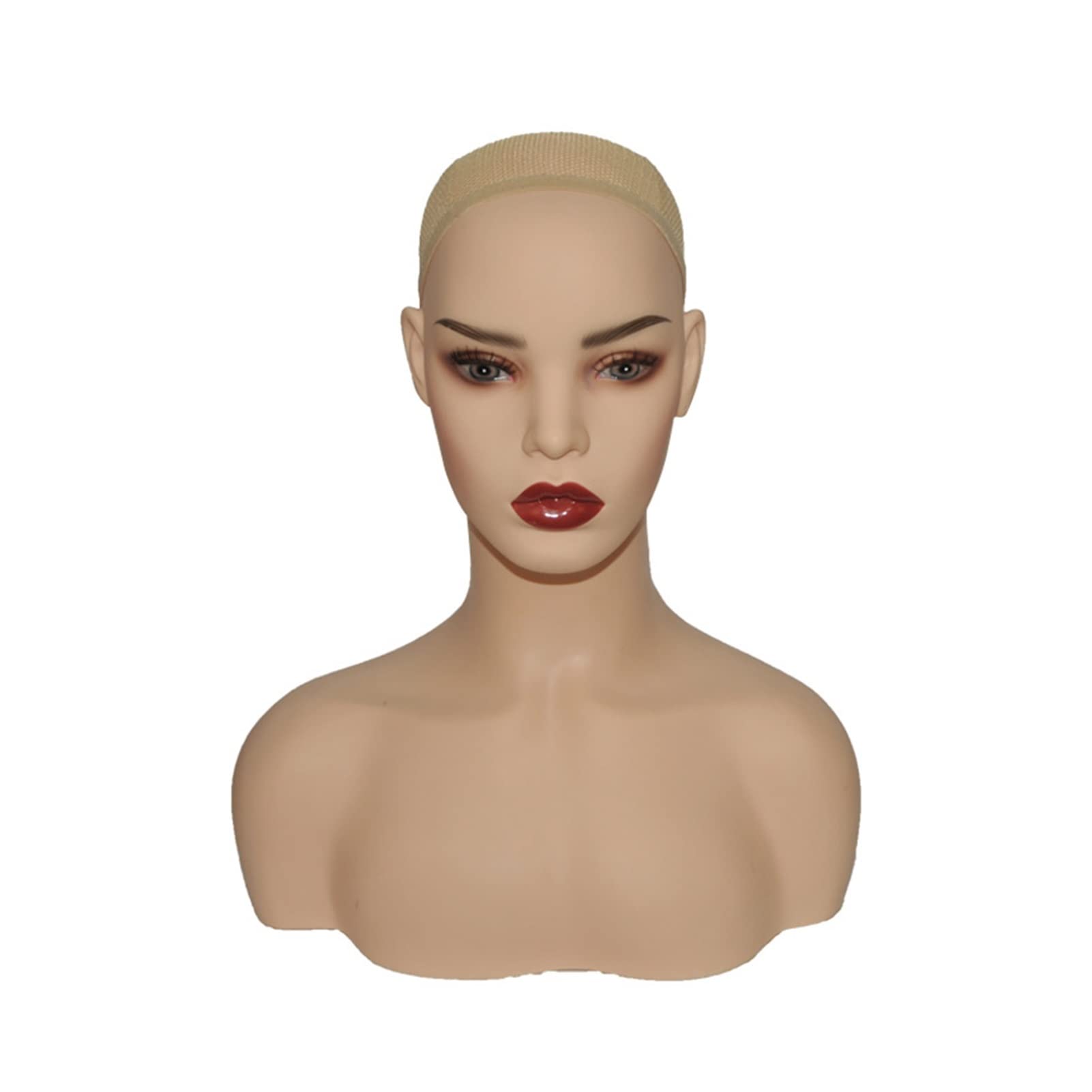 Peruka Strzelanie Podwójne Ramię Mannequin Head Kolczyki Szalik Wyświetlacz Głowy Model Kobiet Biały Skóry Tone Head Model