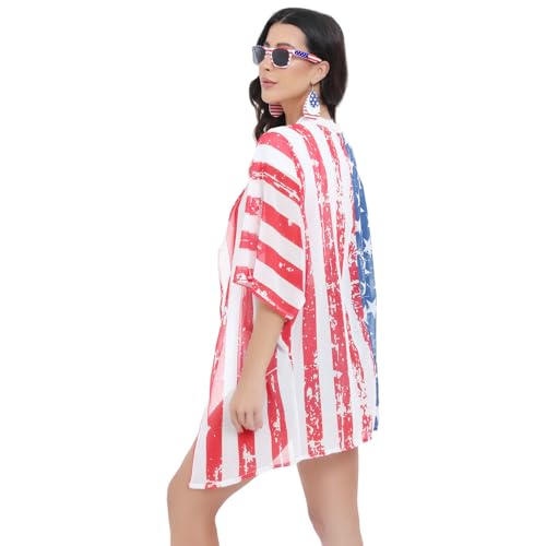 4th of July Outfits for Women Patriotic Kimono Cardigan with 4th of July Accessories | Womens 4th of July Outfit4